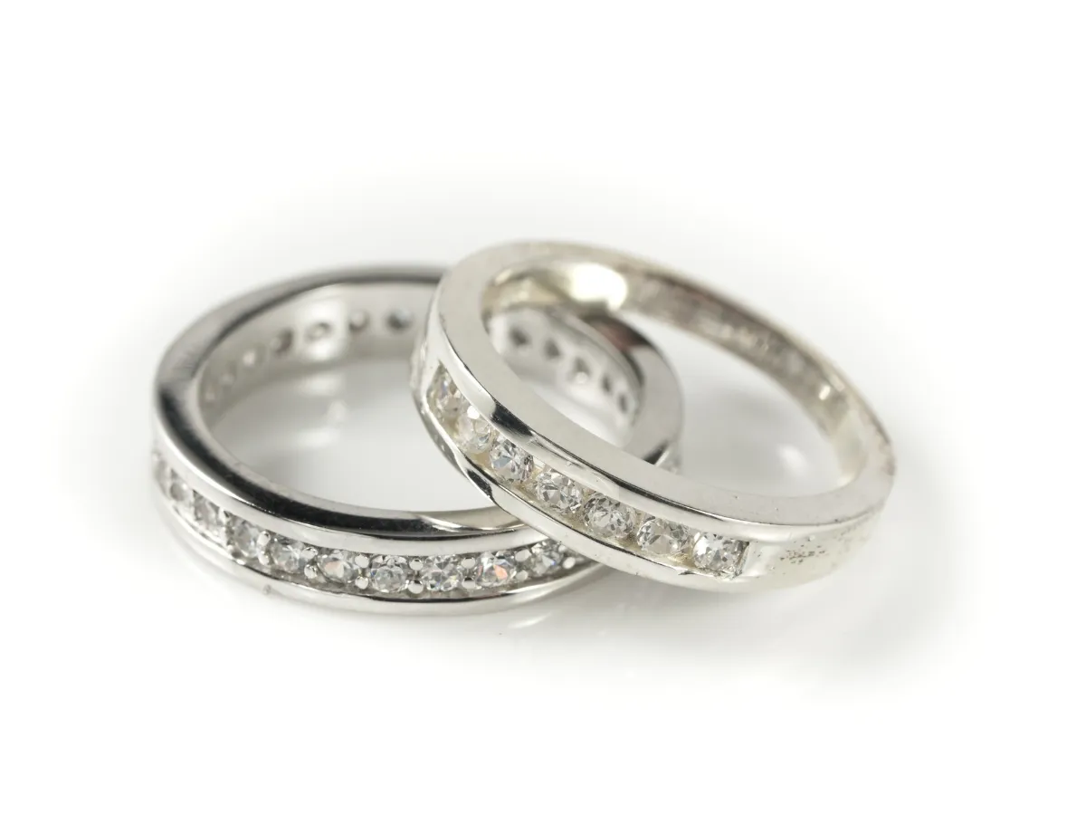 Close-up of diamonds wedding bands