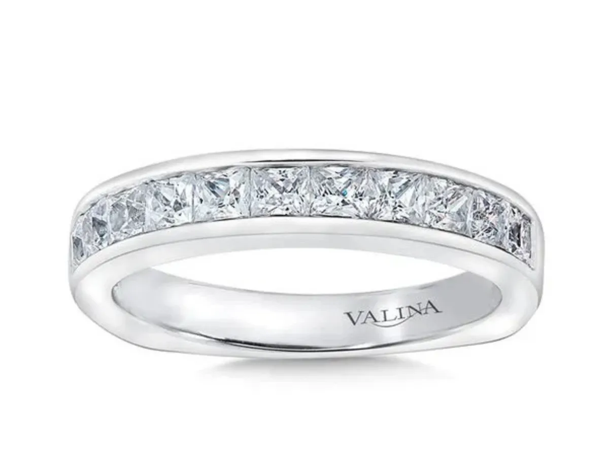 White gold princess cut diamond wedding band style