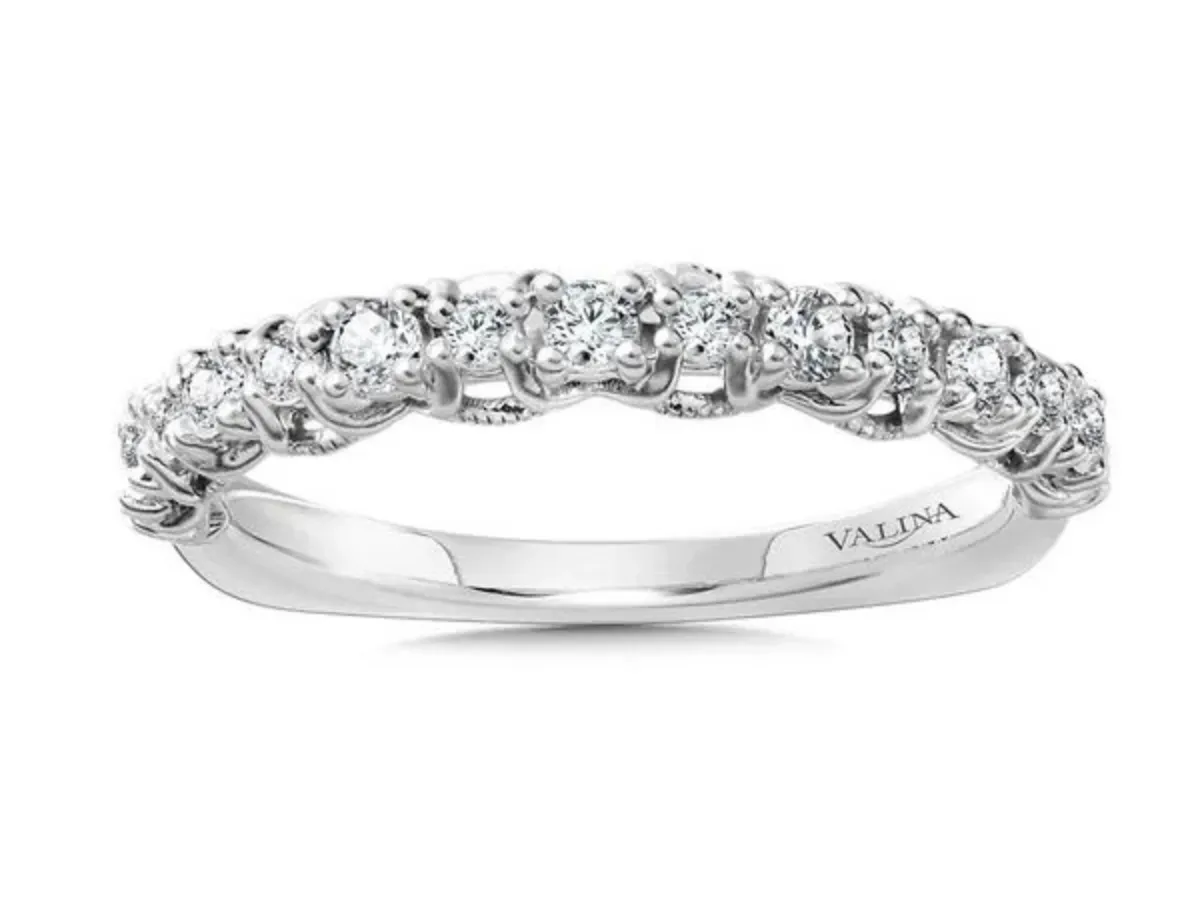 White gold round diamond wedding band by Valina