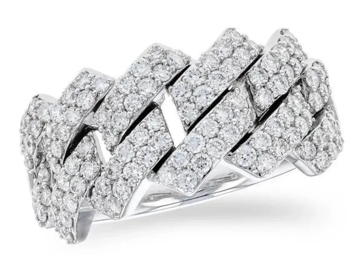 White gold geometric pav&eacute; diamond statement ring