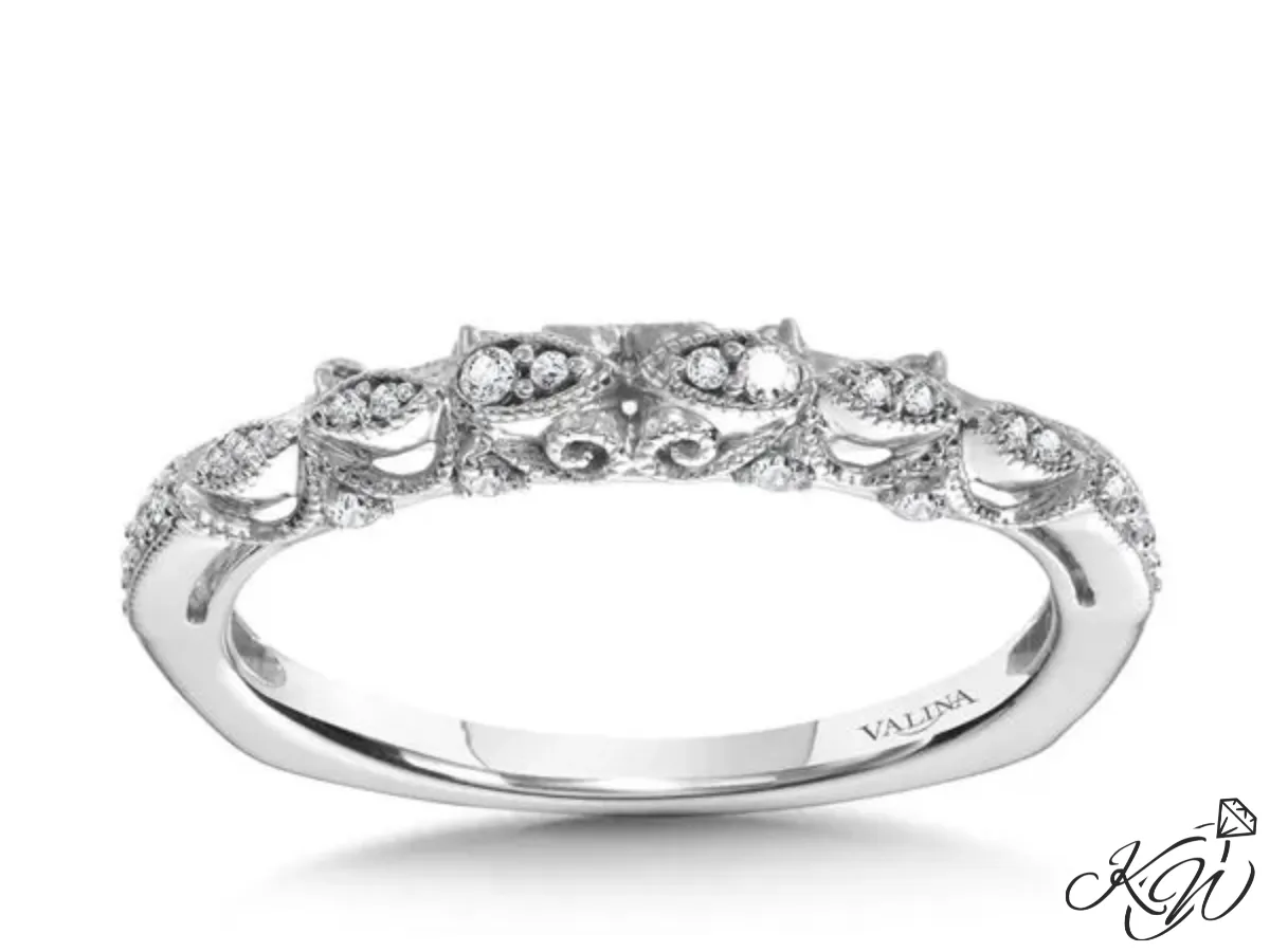 Valina white gold diamond band with vintage details