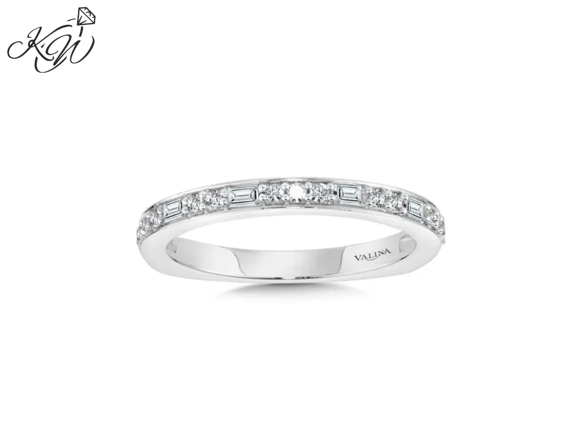 Diamond and baguette white gold wedding band