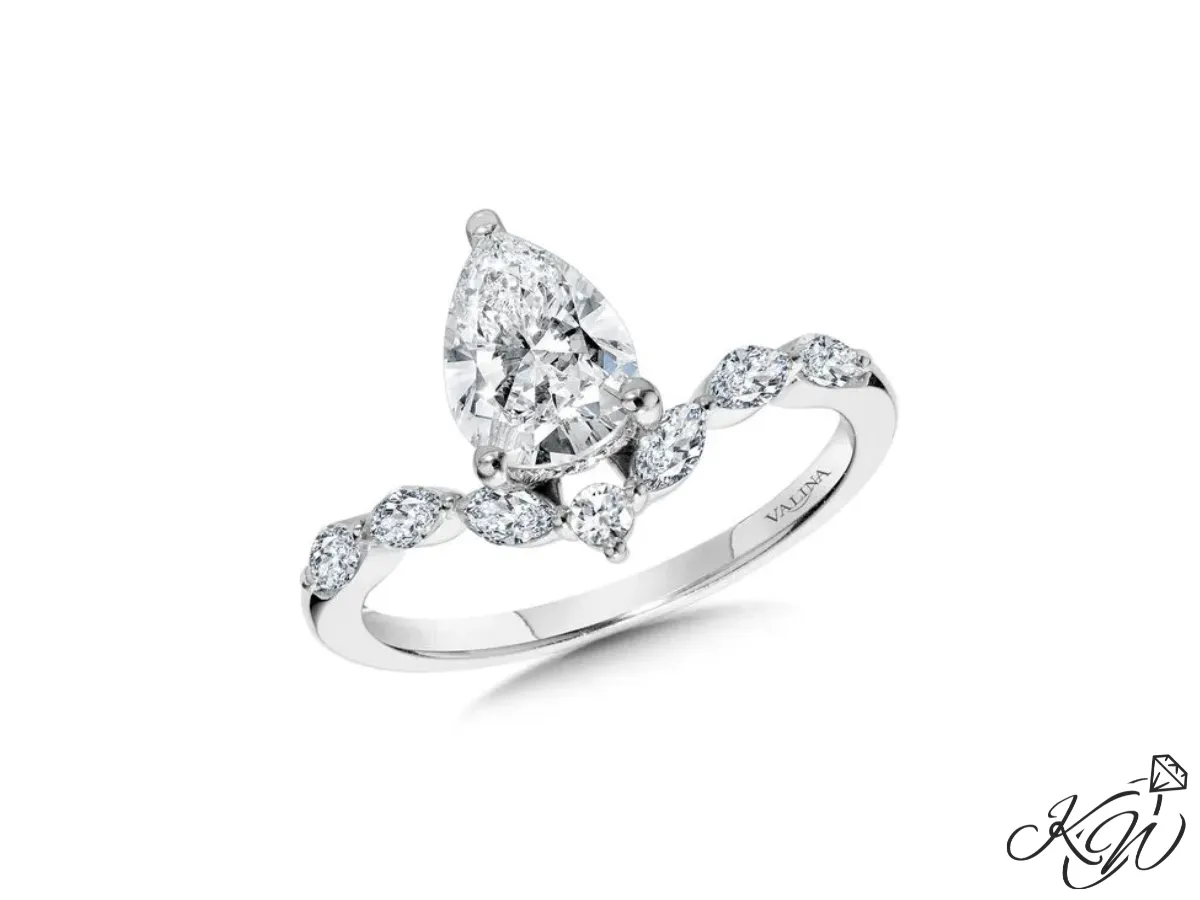 Pear-Shaped Diamond Engagement Ring with Side Stones