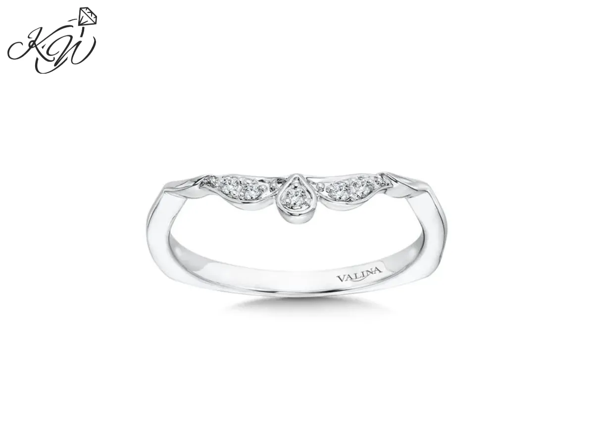 White Gold Diamond Wedding Band with Teardrop Accent Design
