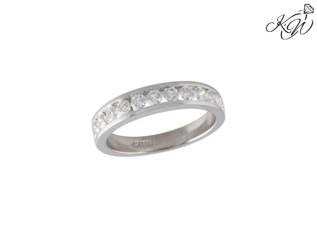 White gold channel-set diamond wedding band