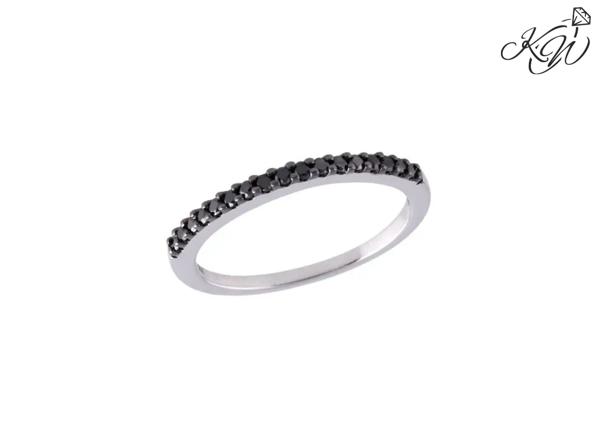 White gold band set with black diamonds elegantly
