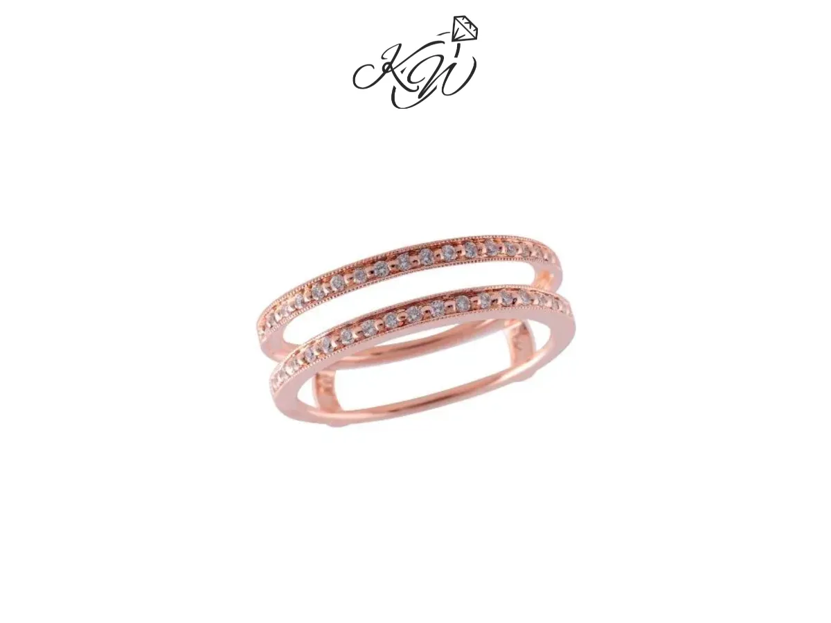 Rose gold double-row diamond wrap fashion ring