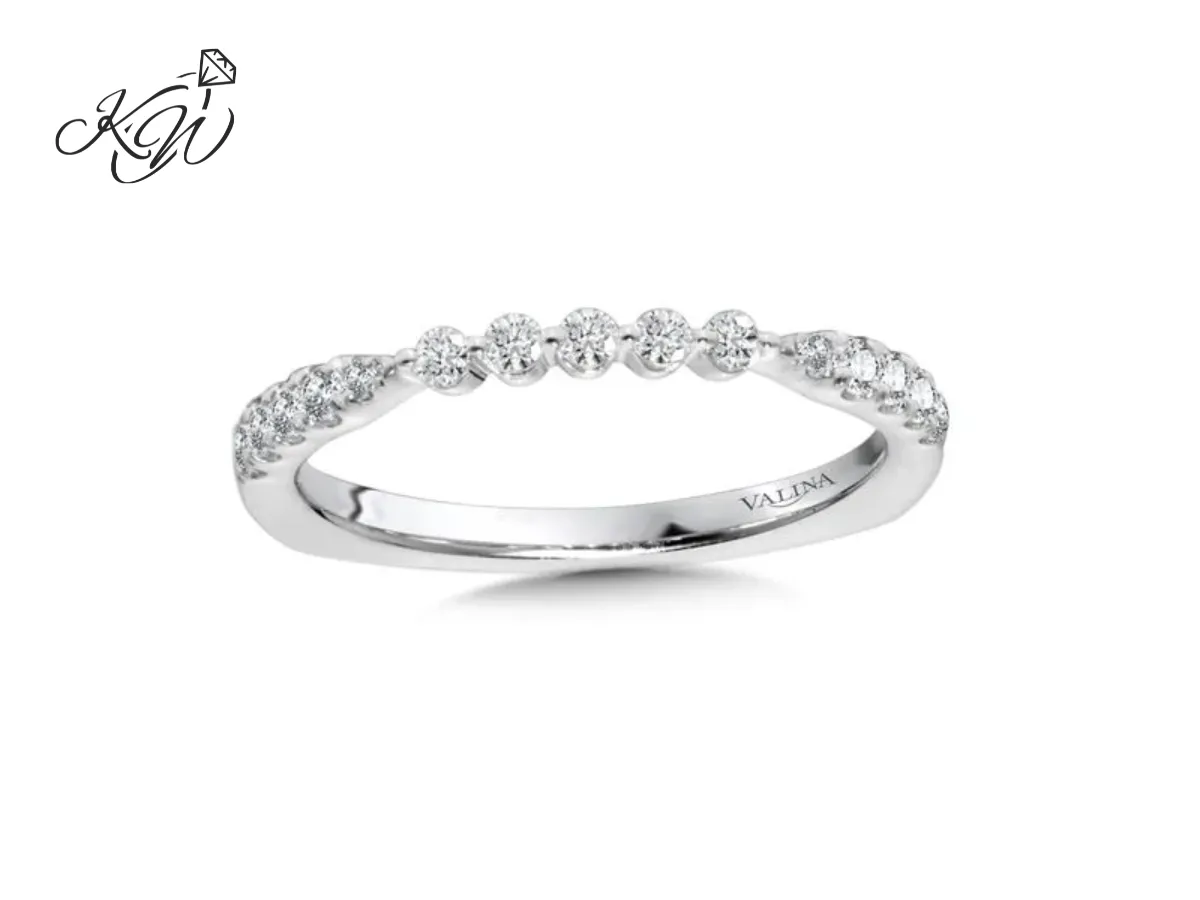 White gold diamond wedding band with curved design