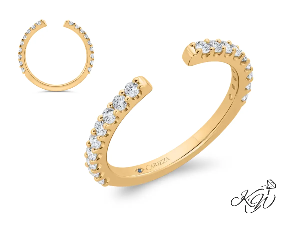 Carizza yellow gold open diamond wedding band