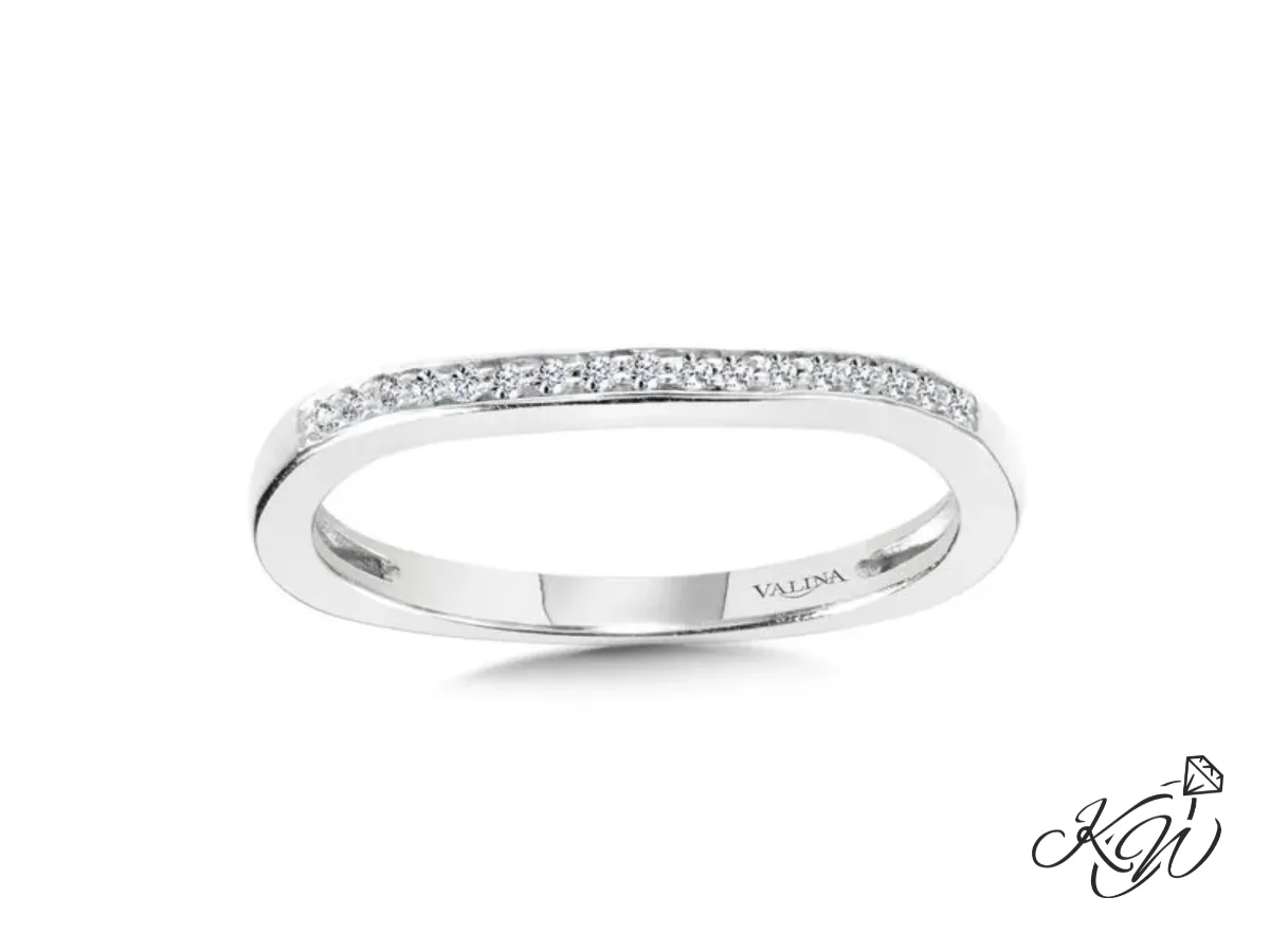 Valina white gold diamond wedding band with pav&eacute; setting