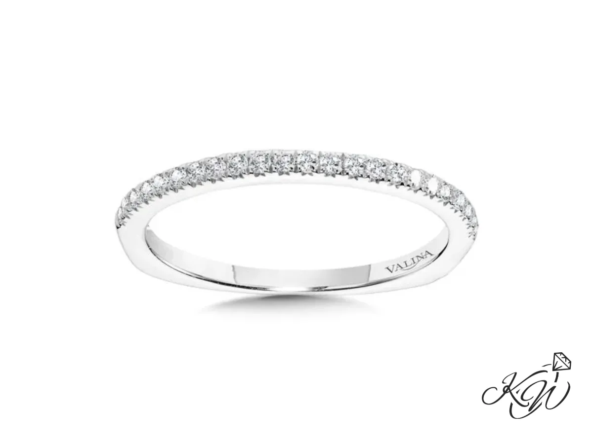 Valina white gold diamond wedding band with slim design