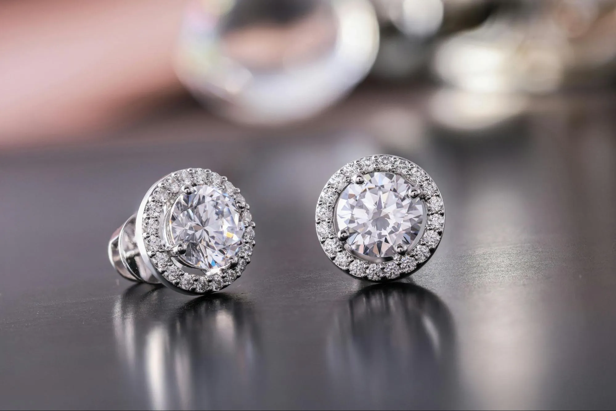 Radiant Halo Diamond Earrings
