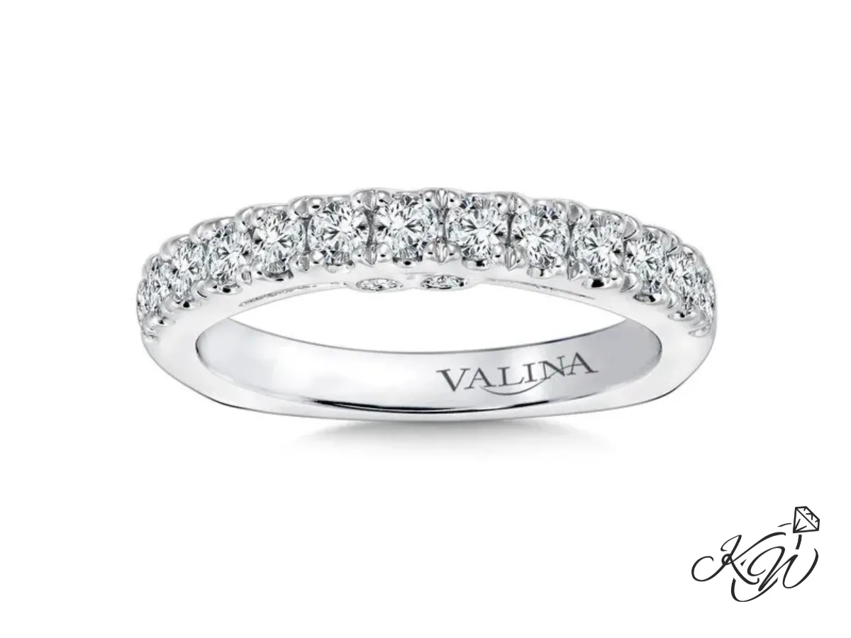 Valina white gold wedding band with round diamonds