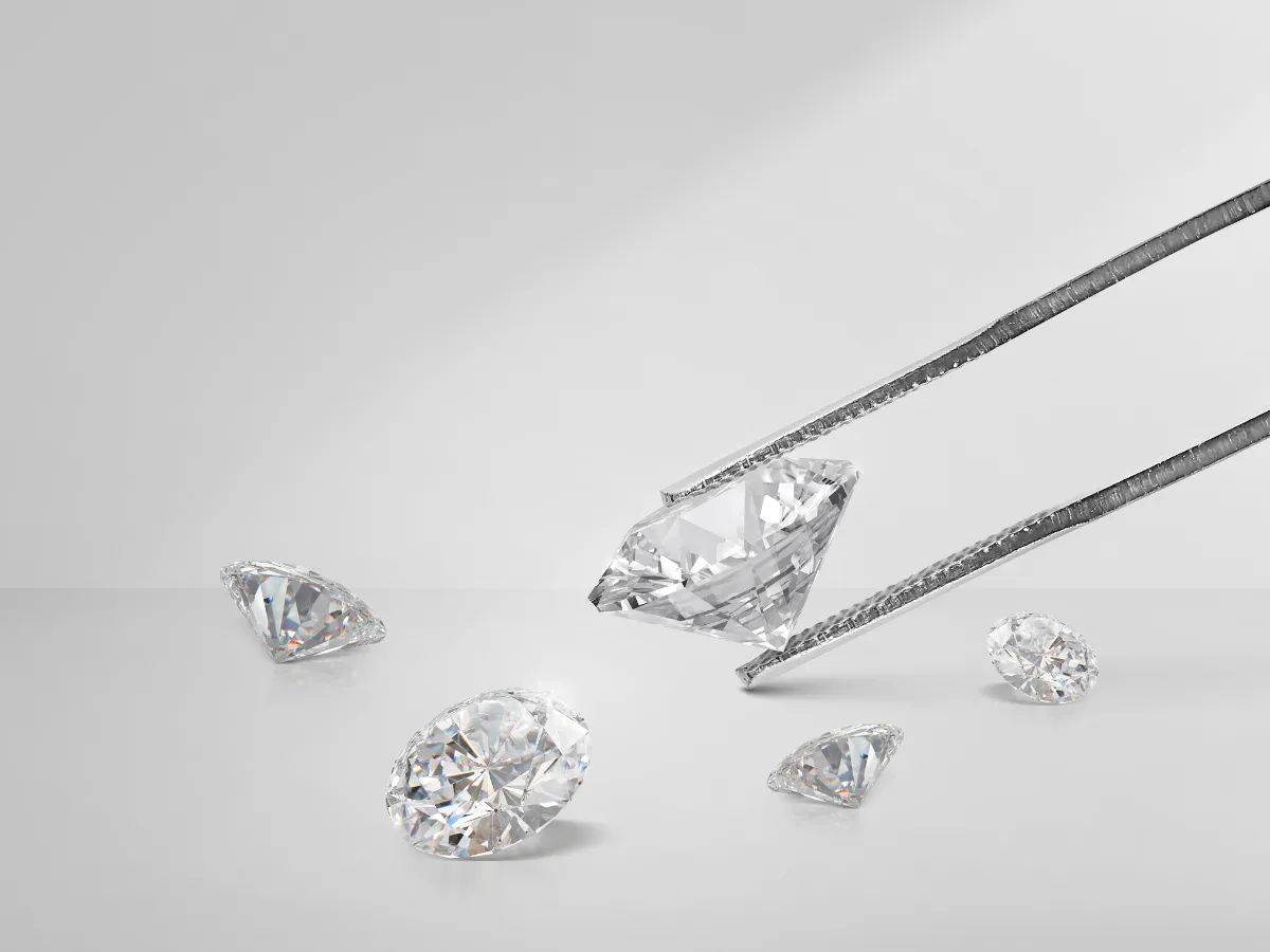 Diamonds displayed with tools