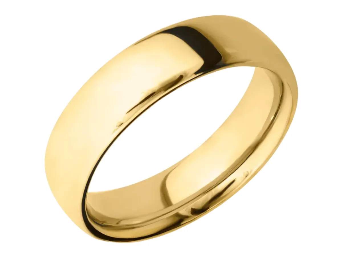 Yellow gold classic polished wedding band.