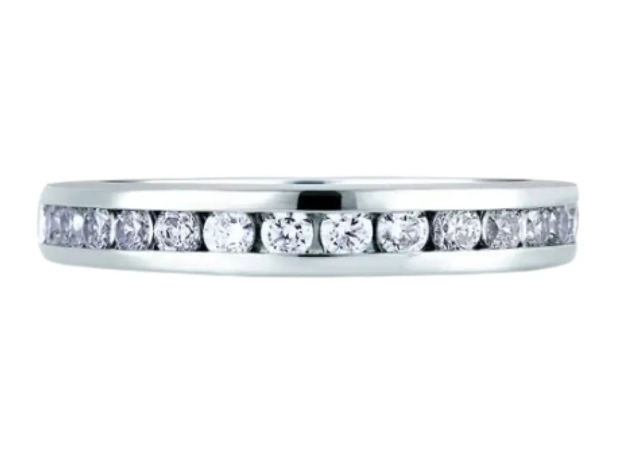 White gold channel set diamond band.