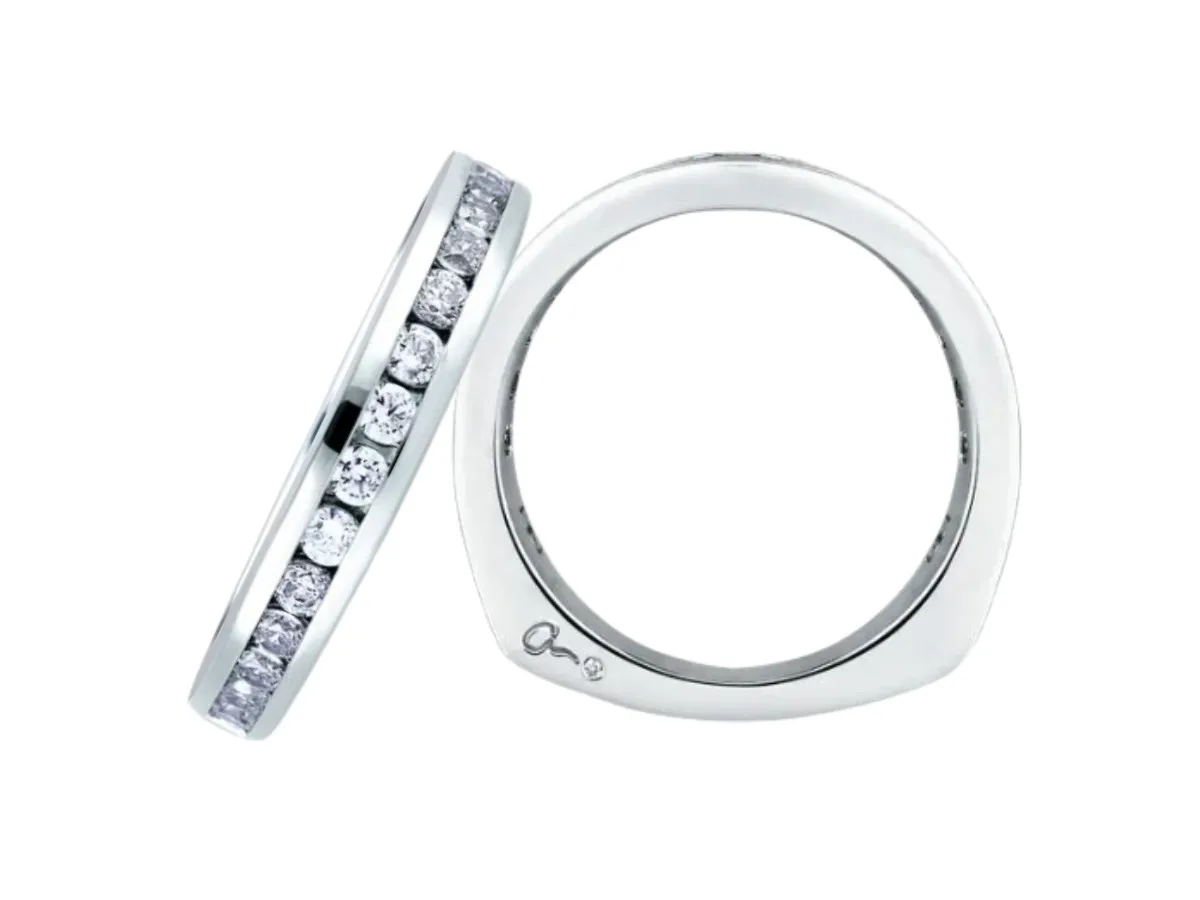 Matching white gold wedding band ring set.
