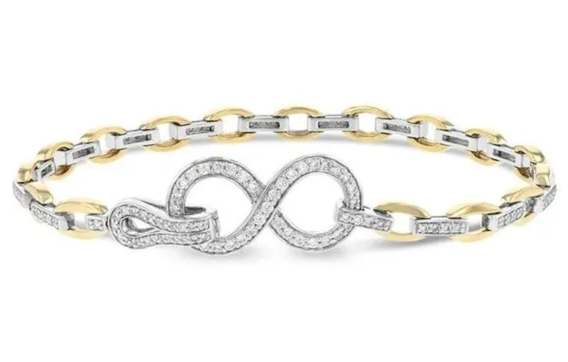 Two tone diamond infinity chain bracelet
