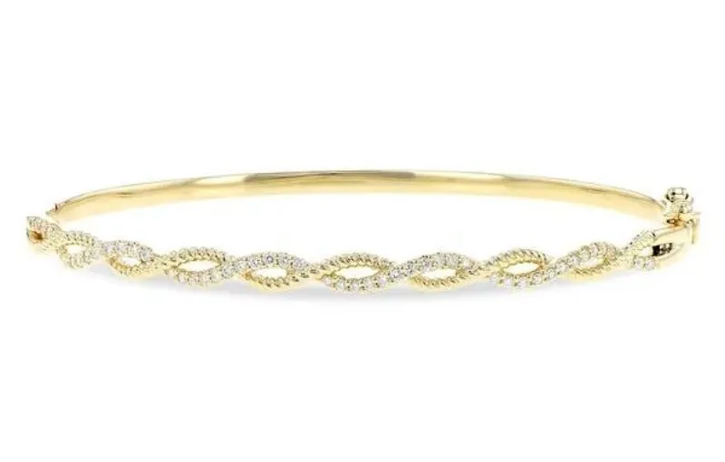 Yellow gold diamond bangle bracelet