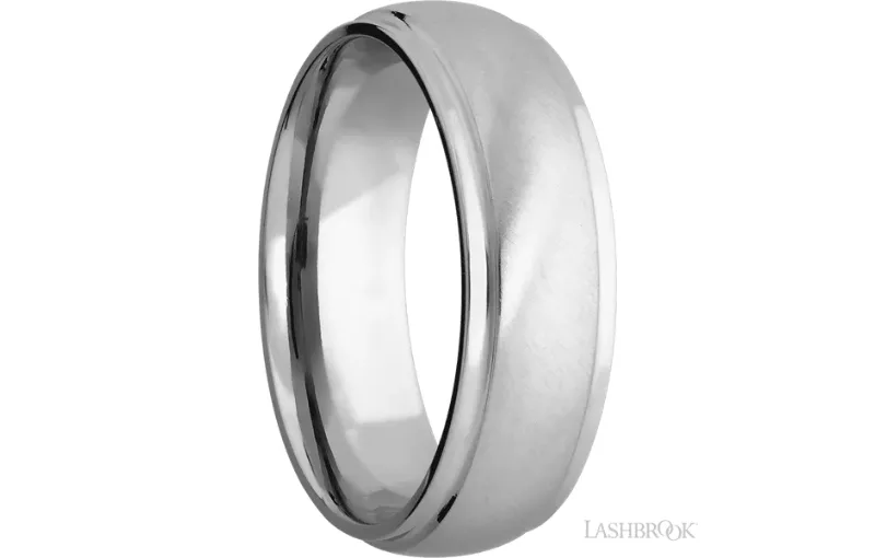 Brushed metal wedding band with polished edges