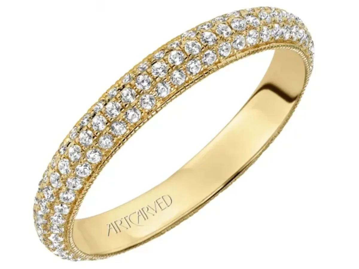 Yellow gold diamond eternity band ArtCarved ring