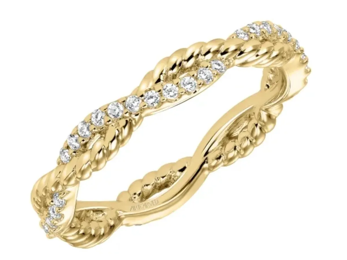 Braided gold diamond accent infinity band ring