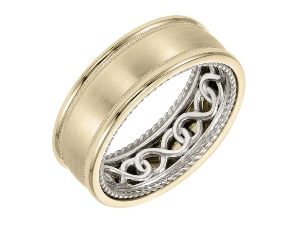 Brushed Yellow Gold Comfort Fit Wedding Band
