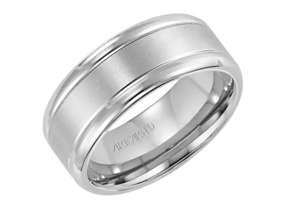 Brushed Silver Comfort Fit Wedding Band Ring
