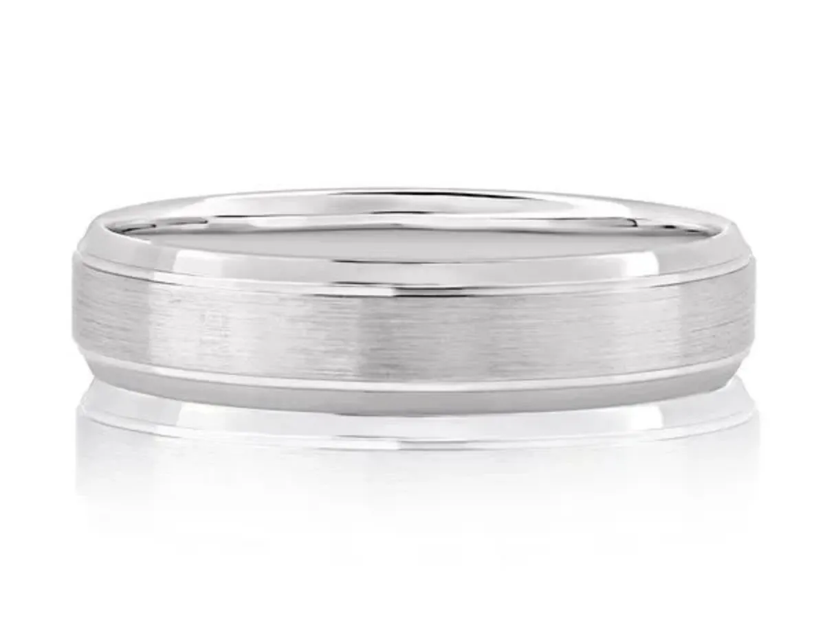 Satin Finish White Gold Comfort Fit Band
