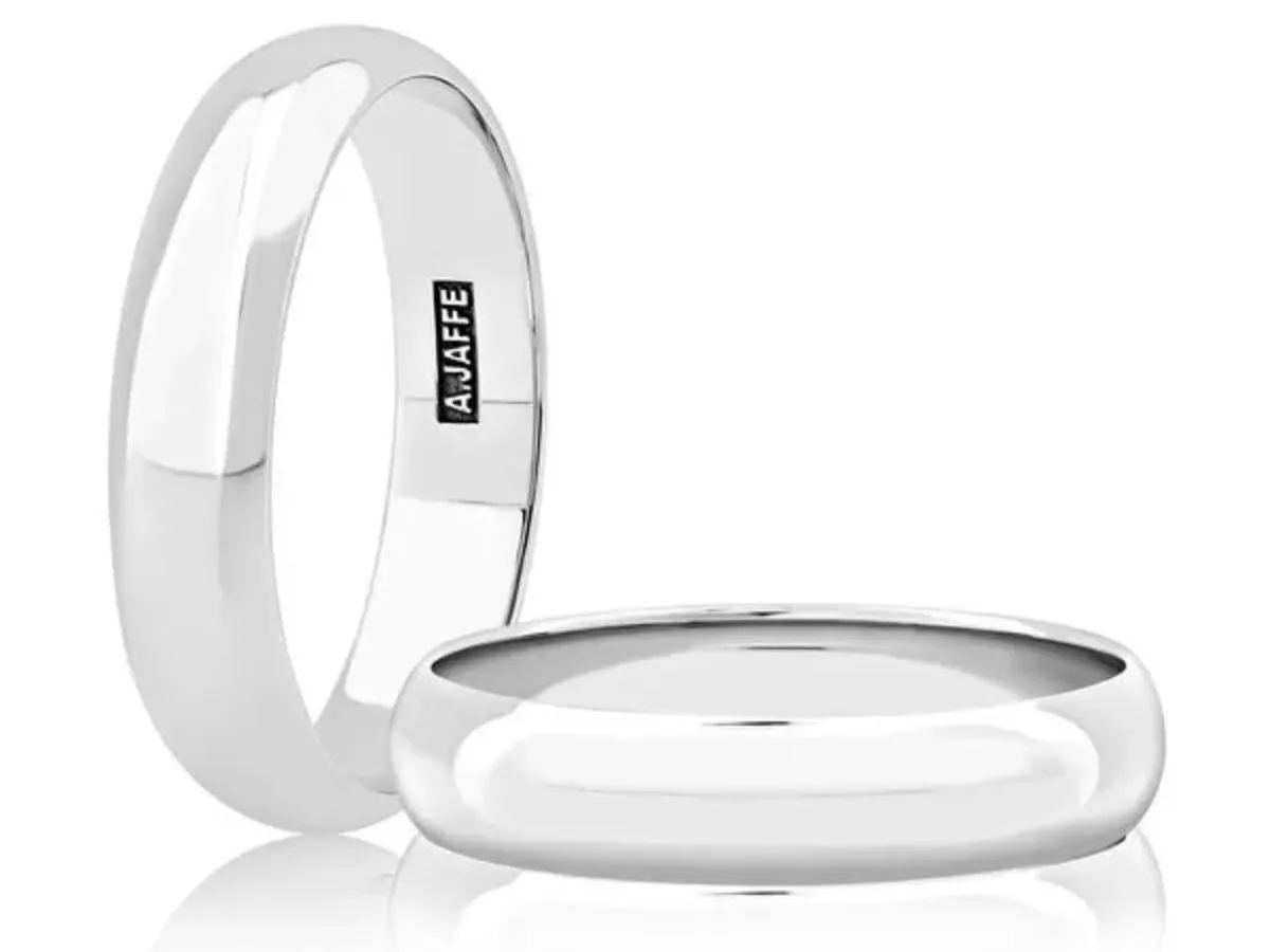 White Gold Wedding Bands with Decorative Grooves