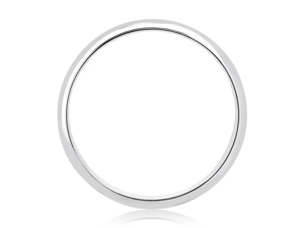 Classic white gold wedding band with polished edge