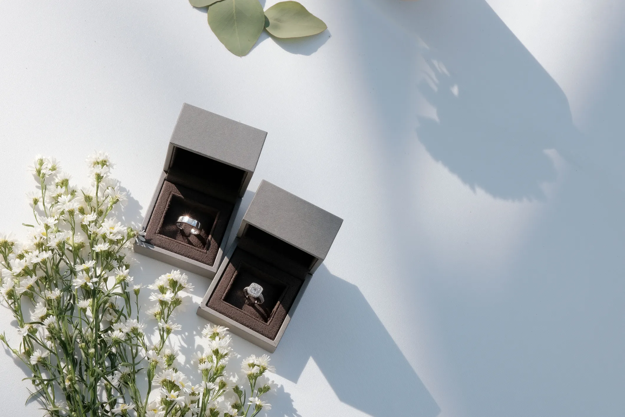 Couple rings presented in an elegant box