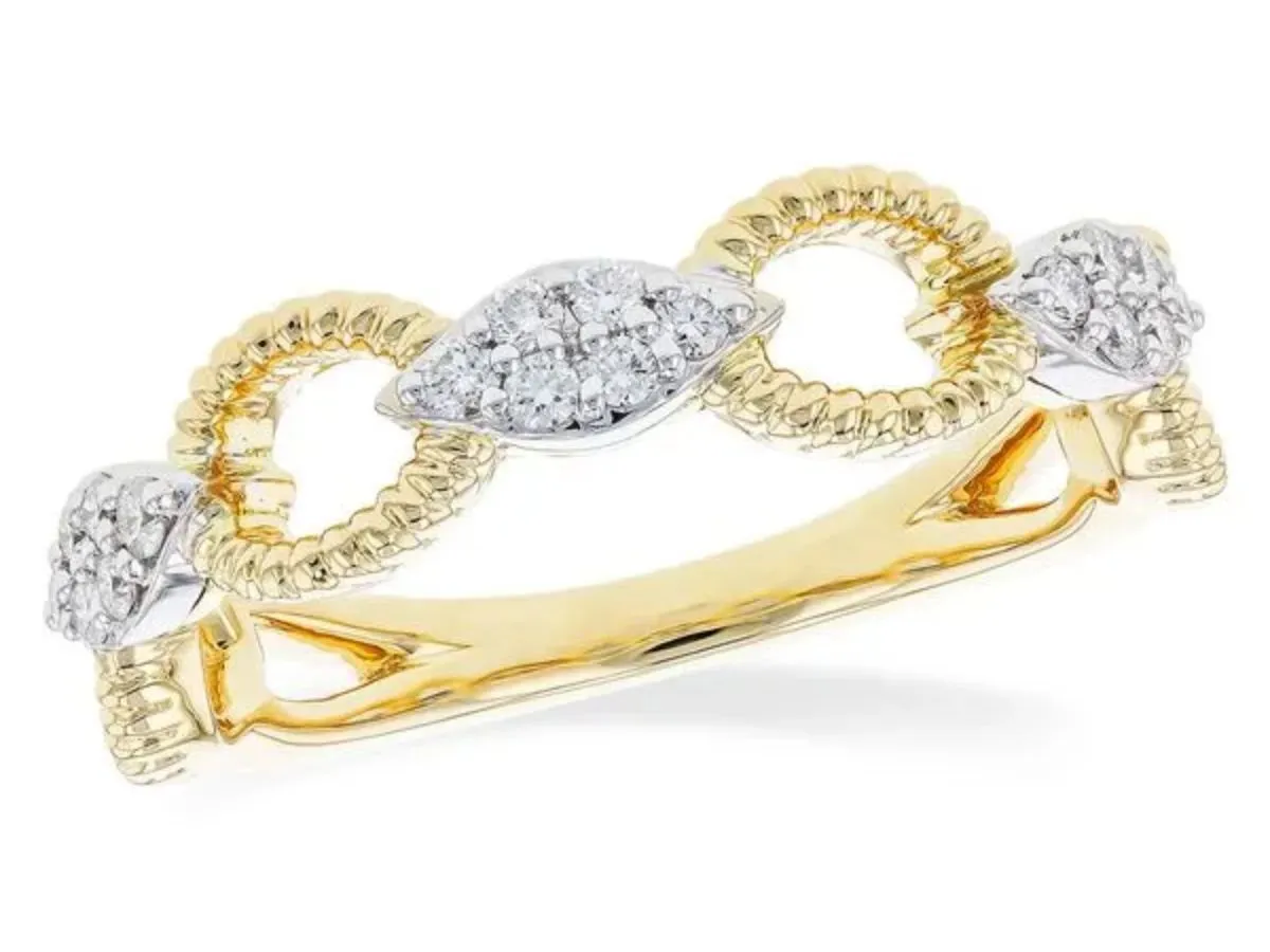 Gold chain link diamond ring