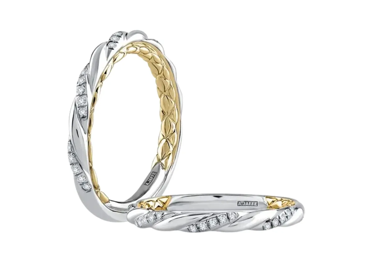 Two-tone braided diamond wedding band, A.JAFFE design
