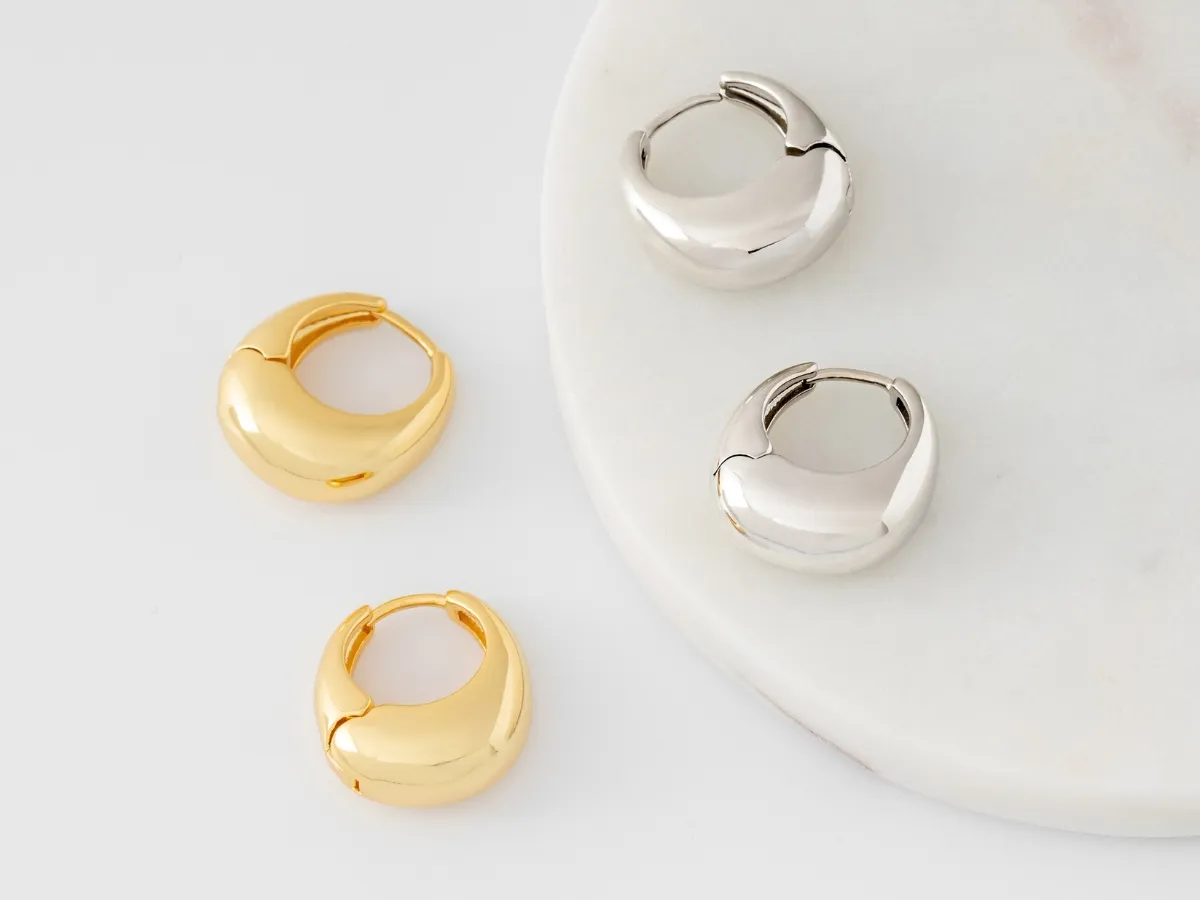 Chunky gold and silver huggie earrings