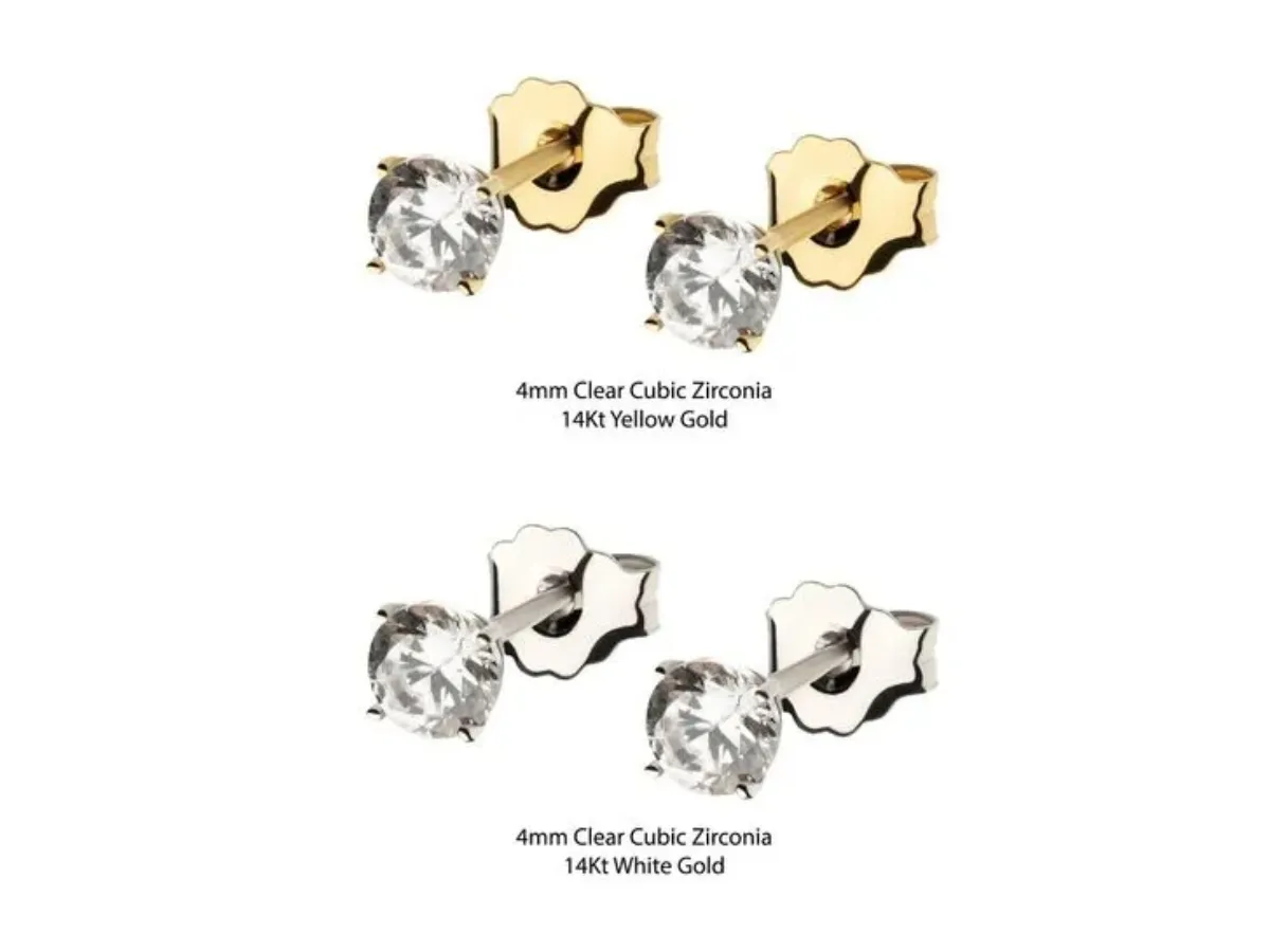 Yellow and white gold CZ studs