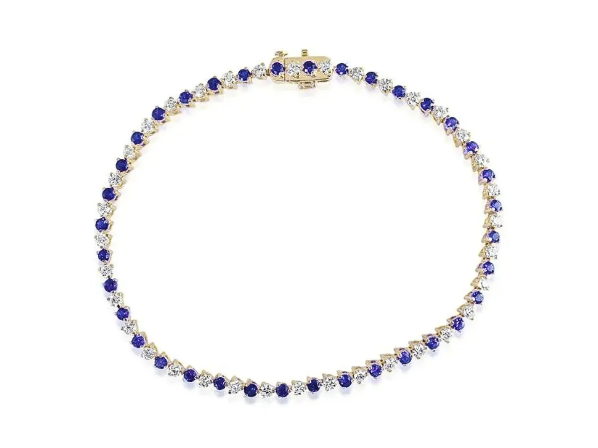 Blue sapphire diamond tennis bracelet