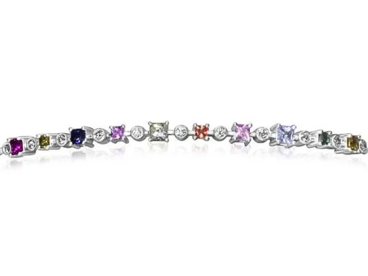 Multicolored gemstone tennis bracelet
