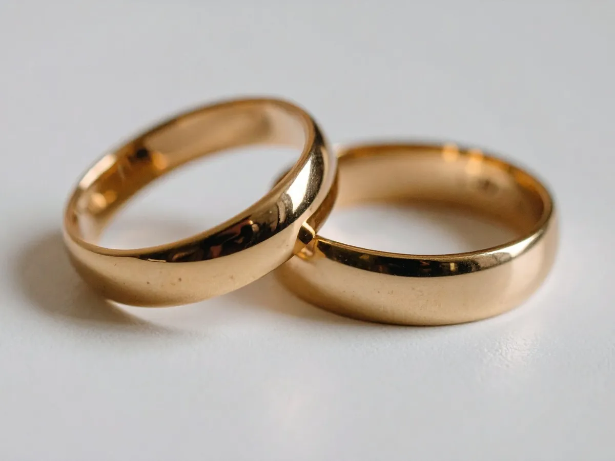 Two gold wedding rings close-up