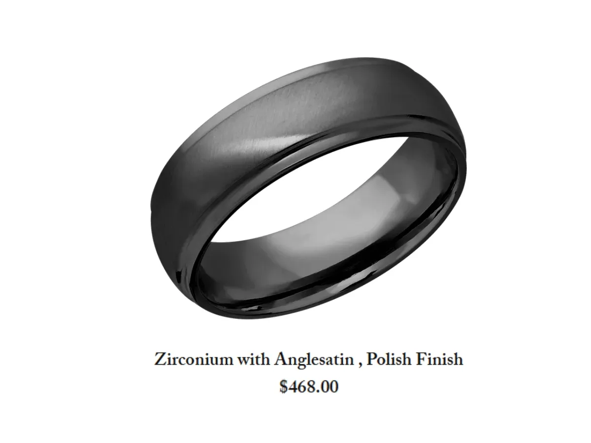 Black zirconium ring with anglesatin finish