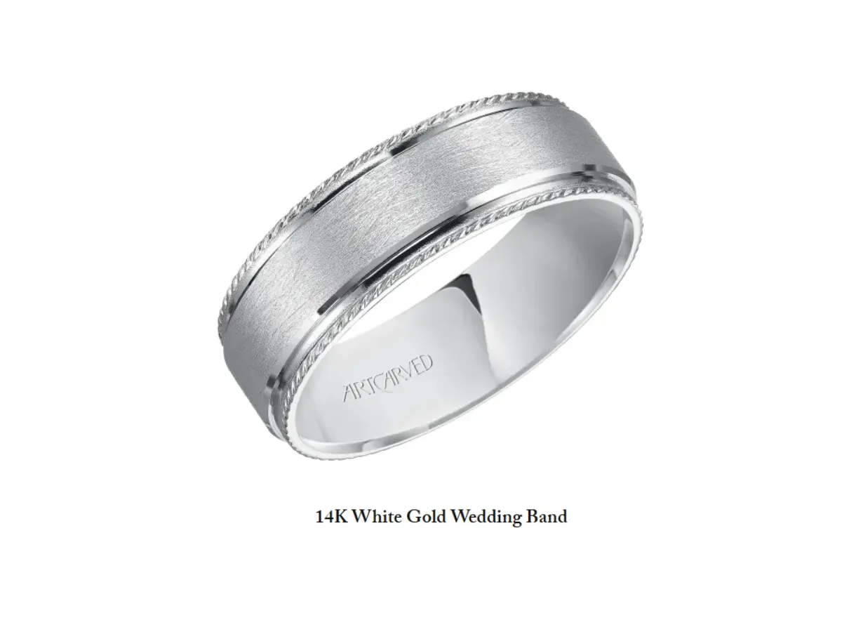 14K white gold milgrain band