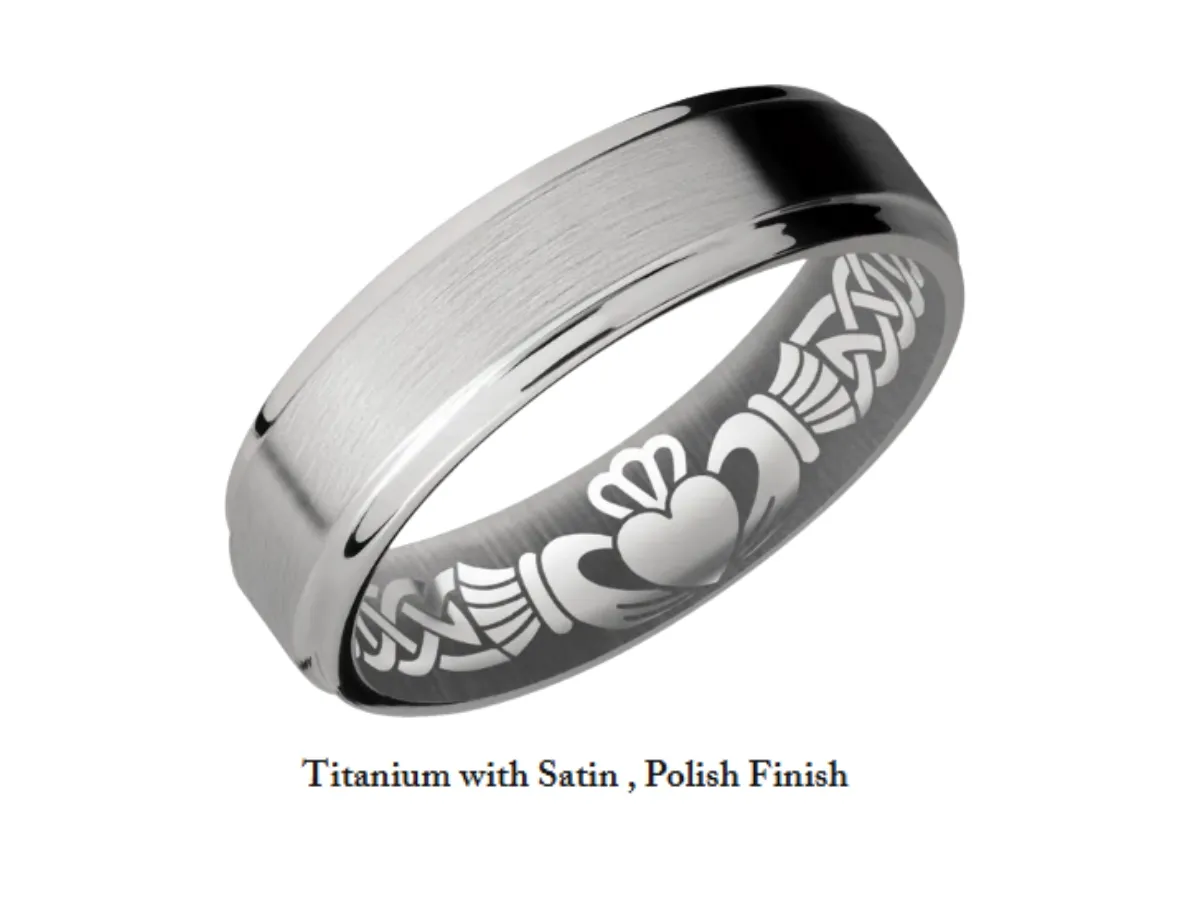 Titanium Claddagh ring satin polish