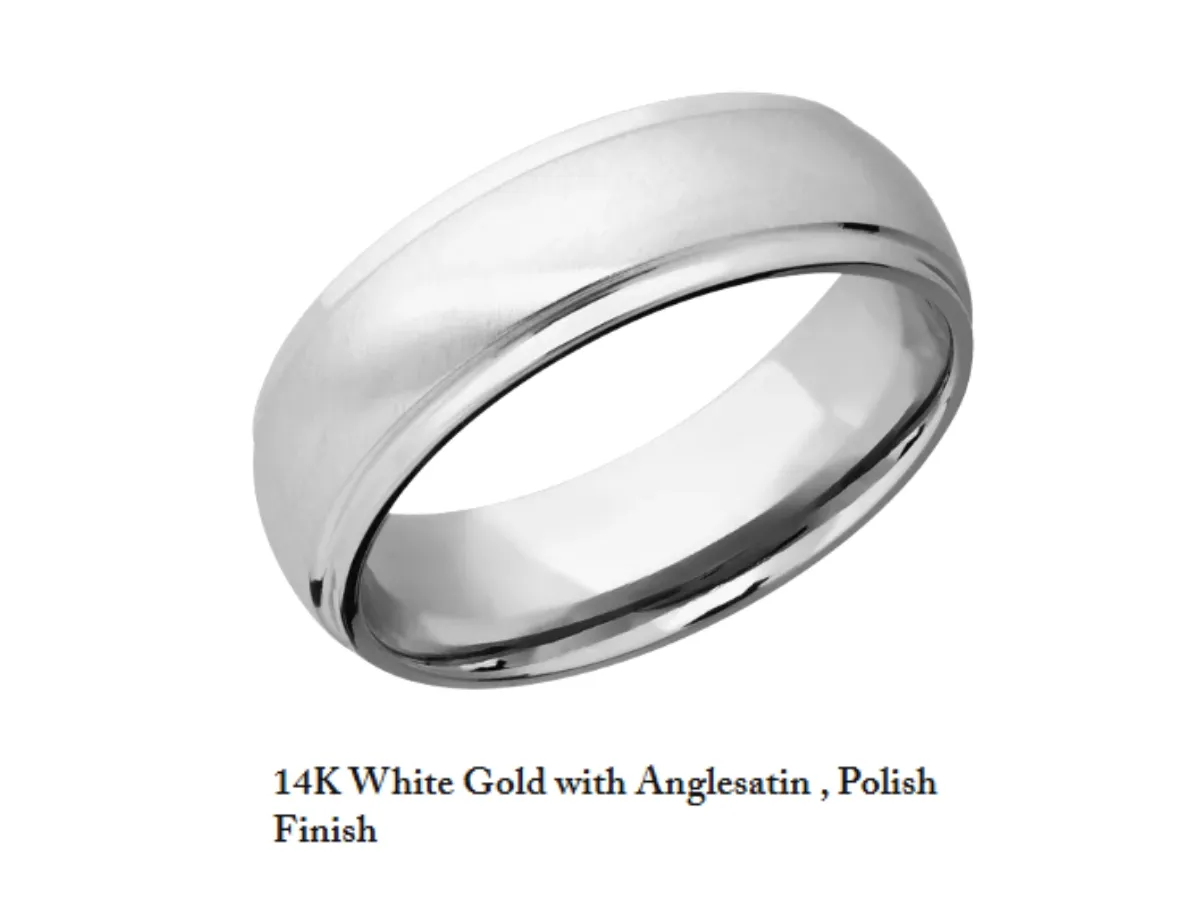 14K white gold anglesatin wedding band