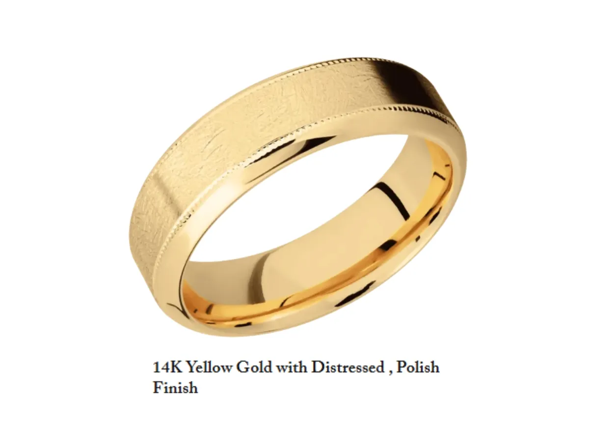 14K yellow gold distressed texture band