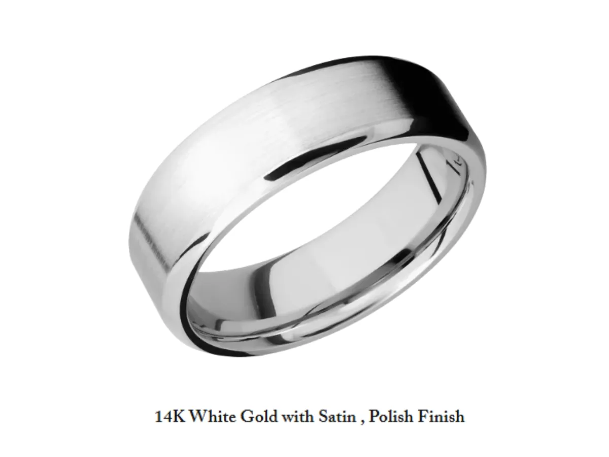 14K white gold satin wedding band