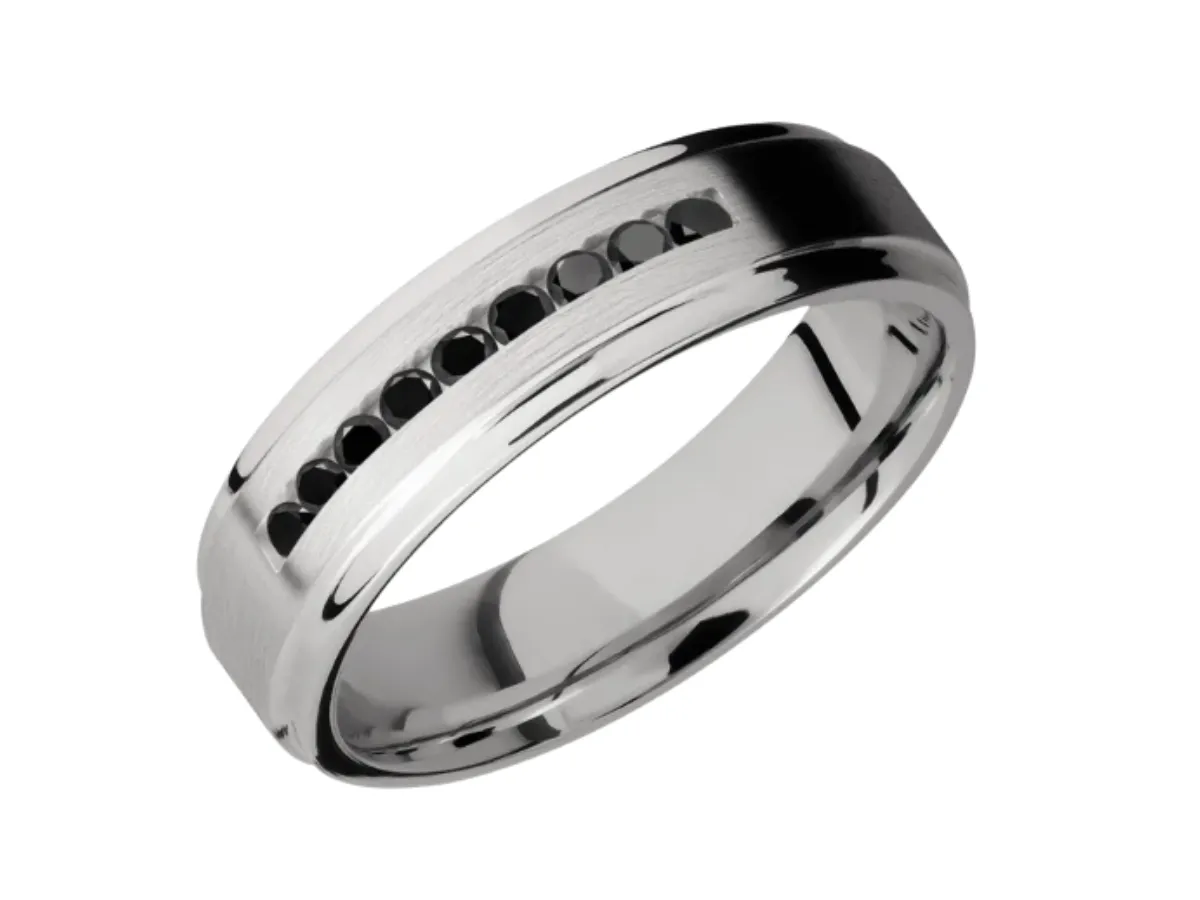 White gold ring with black diamonds