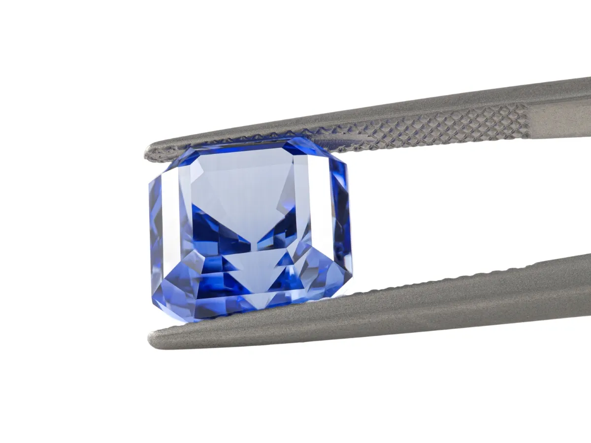 Asscher-cut blue sapphire gemstone