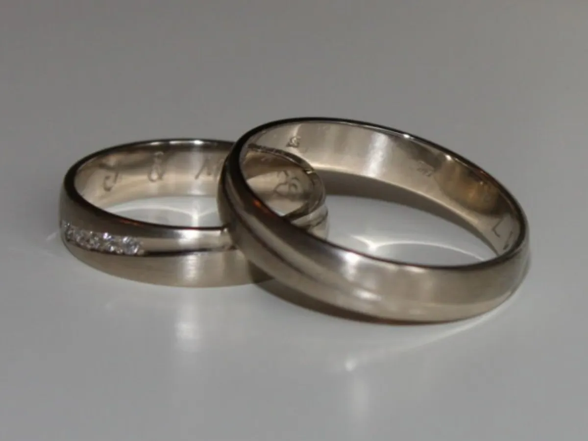 Platinum wedding bands with diamond accents