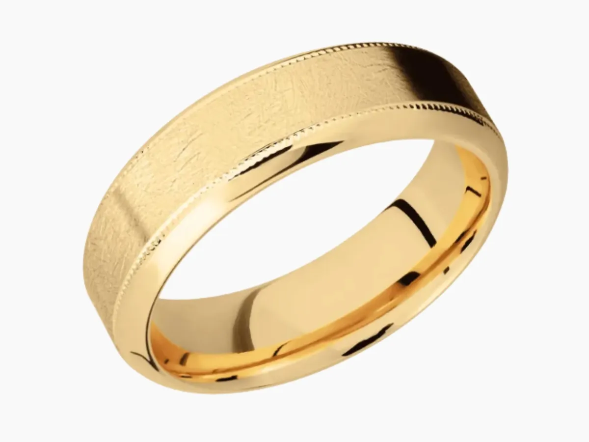 Gold wedding band textured finish