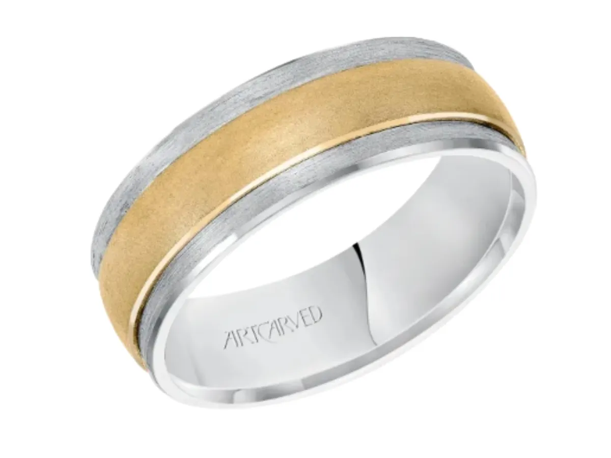 Brushed yellow and white gold band